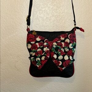 Floral Crossbody Bag - Black and Red